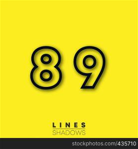 Numbers linear design. Set of number 8, 9 template for logo or icon. Vector illustration. Numbers linear design. Set of number 8, 9 template for logo or icon