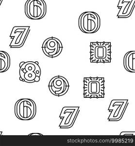 Numbers Numeral Title Vector Seamless Pattern Thin Line Illustration. Numbers Numeral Title Vector Seamless Pattern