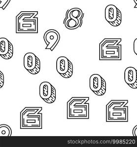 Numbers Numeral Title Vector Seamless Pattern Thin Line Illustration. Numbers Numeral Title Vector Seamless Pattern