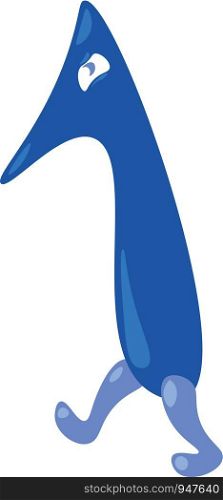 Numerical number one in blue bird shape standing on its leg vector color drawing or illustration