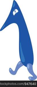 Numerical number one in blue bird shape standing on its leg vector color drawing or illustration