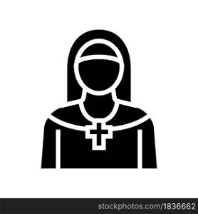 nun christianity glyph icon vector. nun christianity sign. isolated contour symbol black illustration. nun christianity glyph icon vector illustration