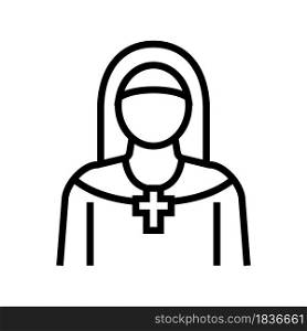 nun christianity line icon vector. nun christianity sign. isolated contour symbol black illustration. nun christianity line icon vector illustration