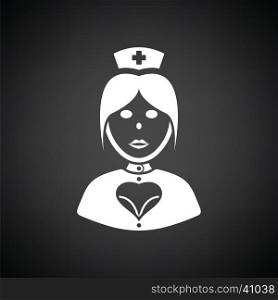 Nurse costume icon. Black background with white. Vector illustration.