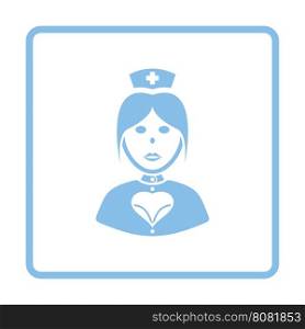 Nurse costume icon. Blue frame design. Vector illustration.