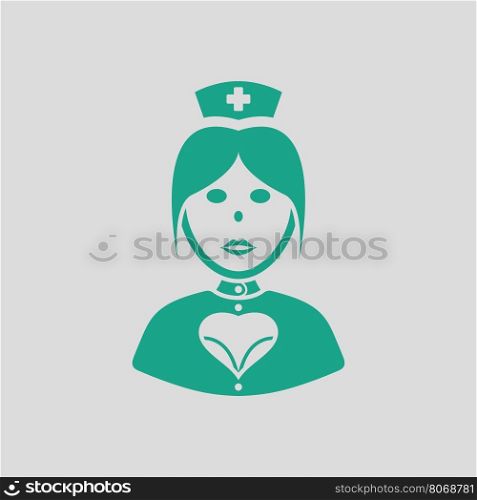 Nurse costume icon. Gray background with green. Vector illustration.