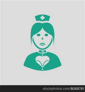 Nurse costume icon. Gray background with green. Vector illustration.