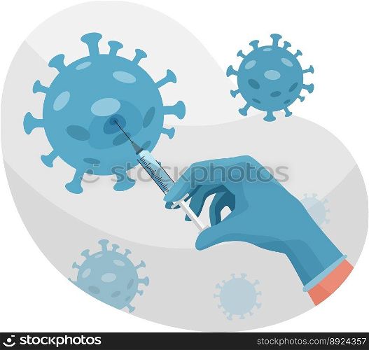 Nurse doctor hand hold syringe with vaccine from vector image