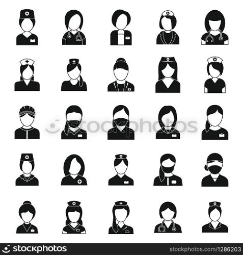 Nurse doctor icons set. Simple set of nurse doctor vector icons for web design on white background. Nurse doctor icons set, simple style