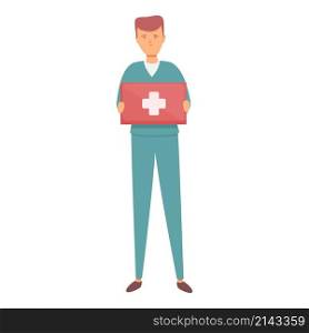 Nurse first aid kit icon cartoon vector. Doctor care. Health hospital. Nurse first aid kit icon cartoon vector. Doctor care