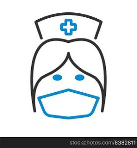 Nurse Head Icon. Editable Bold Outline With Color Fill Design. Vector Illustration.