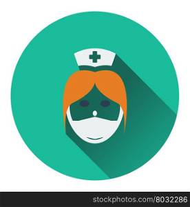 Nurse head icon. Flat color design. Vector illustration.