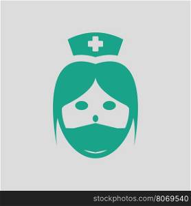 Nurse head icon. Gray background with green. Vector illustration.