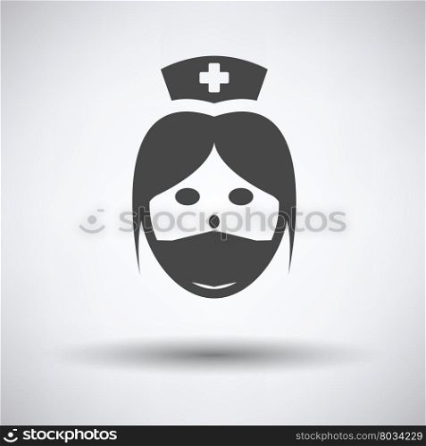 Nurse head icon on gray background, round shadow. Vector illustration.