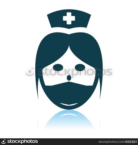 Nurse Head Icon. Shadow Reflection Design. Vector Illustration.