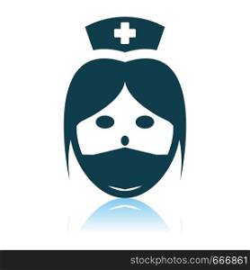 Nurse Head Icon. Shadow Reflection Design. Vector Illustration.