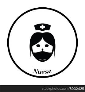 Nurse head icon. Thin circle design. Vector illustration.