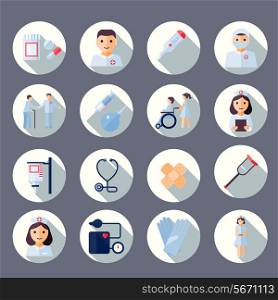 Nurse health care medical first aid icons set isolated vector illustration
