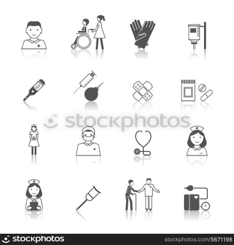 Nurse health care medical hospital icons set isolated vector illustration