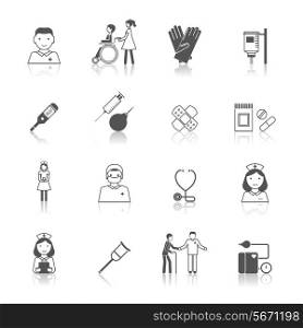 Nurse health care medical hospital icons set isolated vector illustration
