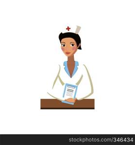 Nurse icon in cartoon style on a white background. Nurse icon, cartoon style