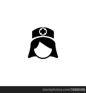 Nurse or Doctor, Medical Healthcare Woman, Medic. Flat Vector Icon illustration. Simple black symbol on white background. Nurse or Doctor, Healthcare sign design template for web and mobile UI element. Nurse or Doctor, Medical Healthcare Woman, Medic. Flat Vector Icon illustration. Simple black symbol on white background. Nurse or Doctor Healthcare sign design template for web and mobile UI element.