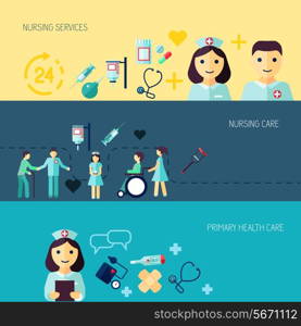 Nurse service primary health care banner set isolated vector illustration