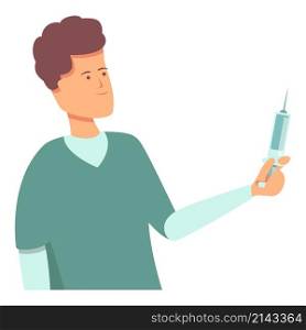 Nurse syringe icon cartoon vector. Clinic health. Hospital day. Nurse syringe icon cartoon vector. Clinic health
