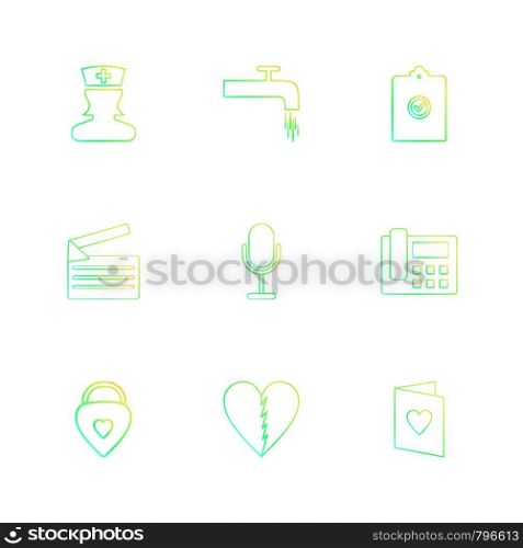 nurse , tap , clipboard , message , mic, telephone, heart , heart , card ,icon, vector, design, flat, collection, style, creative, icons
