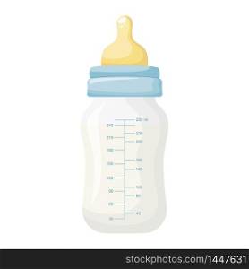 Nursery baby infant milk bottle .Vector illustration.