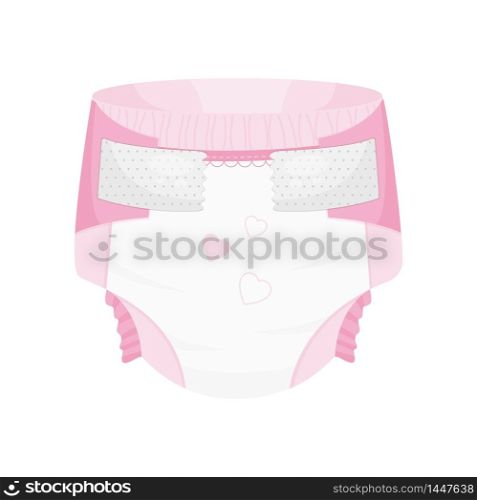 Nursery baby pink diaper .Vector illustration.