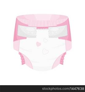 Nursery baby pink diaper .Vector illustration.