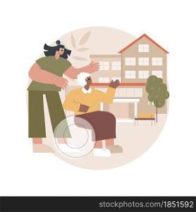 Nursing home abstract concept vector illustration. Nursing facility, residential home, physical therapy, care service for senior people, retiree long term stay, rest house abstract metaphor.. Nursing home abstract concept vector illustration.