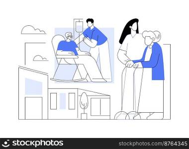 Nursing home abstract concept vector illustration. Nursing facility, residential home, physical therapy, care service for senior people, retiree long term stay, rest house abstract metaphor.. Nursing home abstract concept vector illustration.