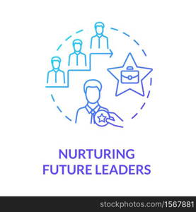 Nurturing future leaders blue gradient concept icon. Education for career growth. Training for corporate executive idea thin line illustration. Vector isolated outline RGB color drawing. Nurturing future leaders blue gradient concept icon