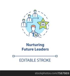 Nurturing future leaders concept icon. Education for career growth. Training for corporate executive idea thin line illustration. Vector isolated outline RGB color drawing. Editable stroke. Nurturing future leaders concept icon