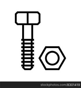 nut and bolt tool work line icon vector. nut and bolt tool work sign. isolated contour symbol black illustration. nut and bolt tool work line icon vector illustration