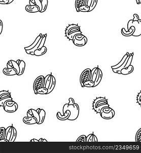 Nut Delicious Natural Nutrition Vector Seamless Pattern Thin Line Illustration. Nut Delicious Natural Nutrition Vector Seamless Pattern