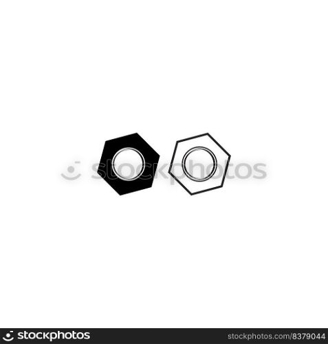 Nut Icon. Sparepart, Hexagon Symbol illustration design.
