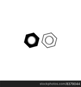 Nut Icon. Sparepart, Hexagon Symbol illustration design.