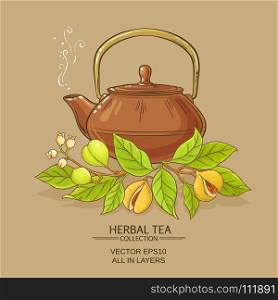 nutmeg tea illustration. nutmeg tea vector illustration on color background