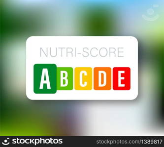 Nutri score for packaging design. Logo, icon, label. Vector stock illustration. Nutri score for packaging design. Logo, icon, label. Vector stock illustration.