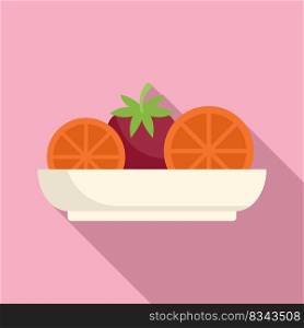 Nutrition fruit salad icon flat vector. Fresh food. Mix menu. Nutrition fruit salad icon flat vector. Fresh food