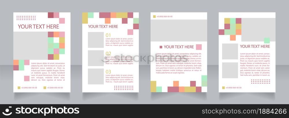 Nutrition guide blank brochure layout design. Healthy lifestyle. Vertical poster template set with empty copy space for text. Premade corporate reports collection. Editable flyer paper pages. Nutrition guide blank brochure layout design