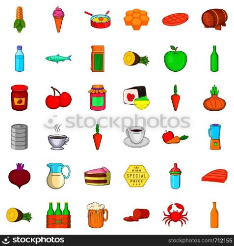 Nutrition icons set. Cartoon style of 36 nutrition vector icons for web isolated on white background. Nutrition icons set, cartoon style