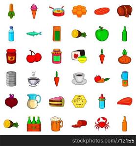 Nutrition icons set. Cartoon style of 36 nutrition vector icons for web isolated on white background. Nutrition icons set, cartoon style