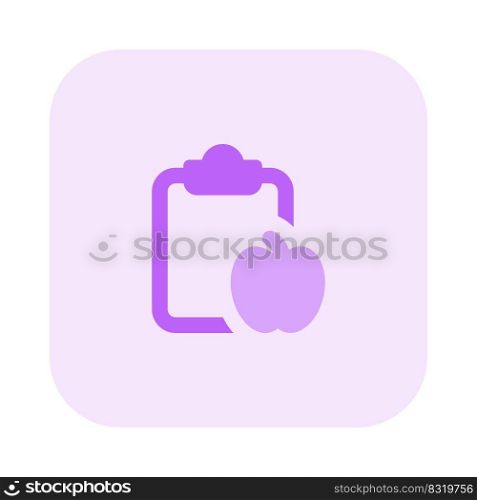 Nutritional facts and Reports on clipboard isolated on a white background