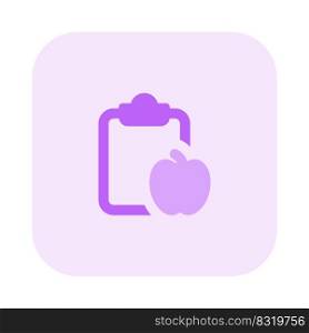 Nutritional facts and Reports on clipboard isolated on a white background