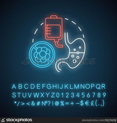 Nutritional support pharmacy neon light concept icon. Medicine idea. Supplementary medication prescription. Glowing sign with alphabet, numbers and symbols. Vector isolated illustration