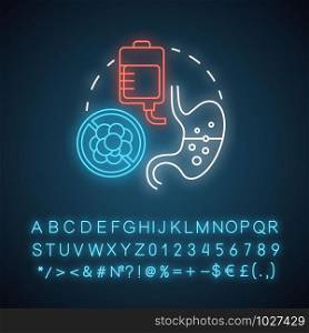 Nutritional support pharmacy neon light concept icon. Medicine idea. Supplementary medication prescription. Glowing sign with alphabet, numbers and symbols. Vector isolated illustration